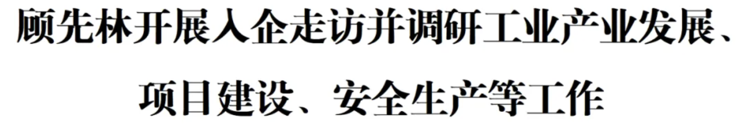 顾先林开展入企走访并调研工业产业发展、项目建设、安全生产等工作(图1)